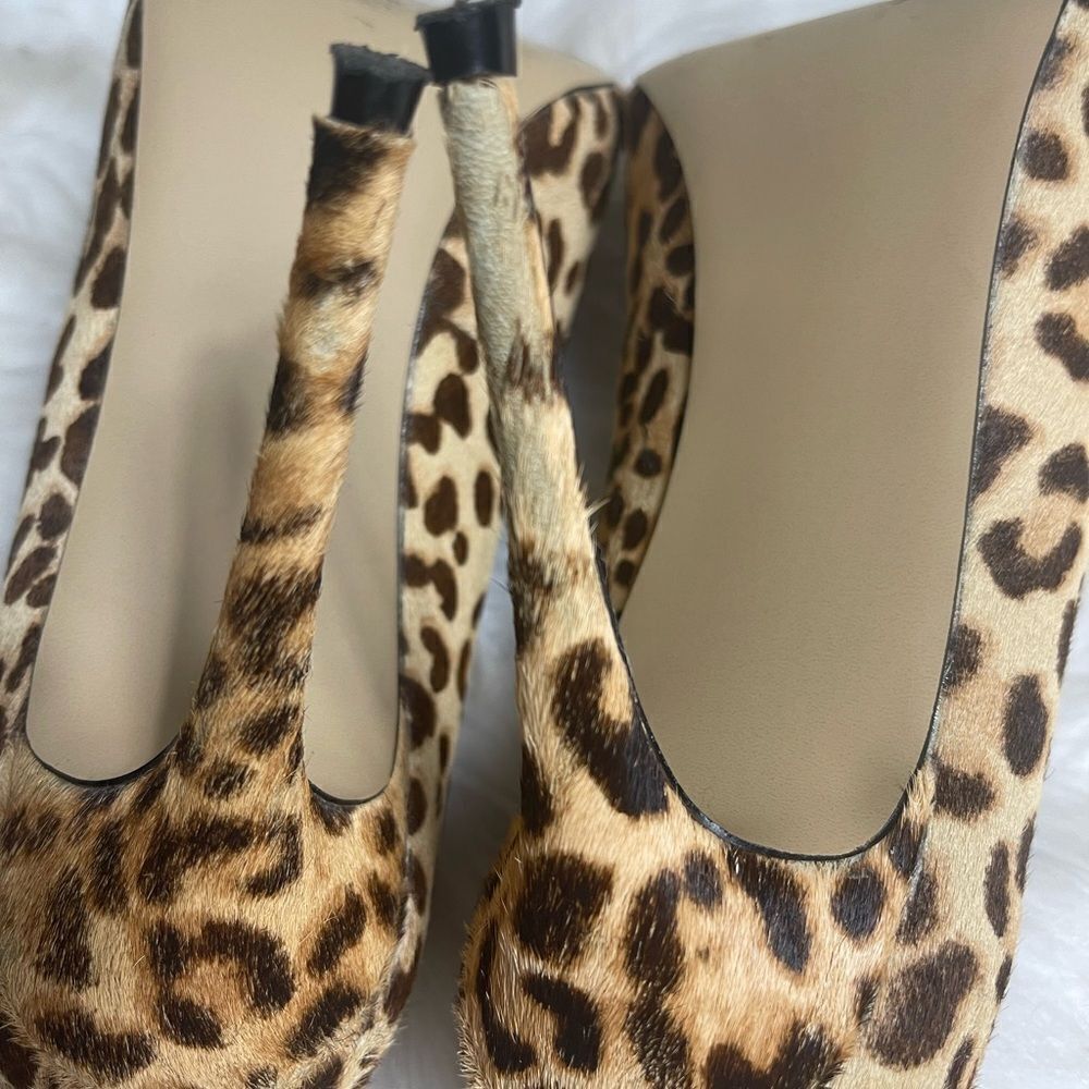 Steve Madden Dasie leather Calf hair leopard print slip on heels 10M - Picture 11 of 11